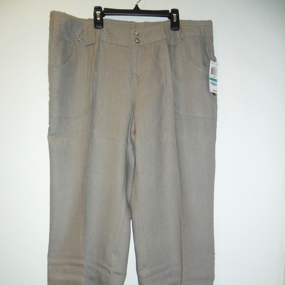 INC Wide Leg Curvy Fit Linen Taupe Pant 16 Short - Picture 1 of 8